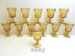 12 Fostoria Jamestown Amber Vintage 5 7/8 Swirl Water Goblet Elegant Glass Set