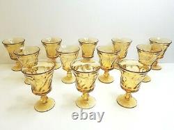12 Fostoria Jamestown Amber Vintage 5 7/8 Swirl Water Goblet Elegant Glass Set