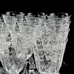 12 Fostoria Navarre Crystal Etched Water Wine Glasses Stemware7 3/4 Vintage AB2