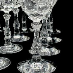 12 Fostoria Navarre Crystal Etched Water Wine Glasses Stemware7 3/4 Vintage AB2