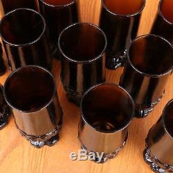 12 Franciscan Tiffin Madeira Smoke Brown Goblets Wine Water Tea Vintage Heavy