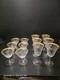 12 Pc Vintage Etched Glass Gold Rim Stemware Set Wine Champagne Coupe