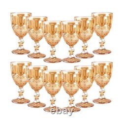 12 Pcs Vintage Wine Glasses, 10 Ounces Colored Glass Water Goblets, Unique Em