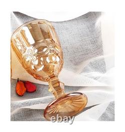 12 Pcs Vintage Wine Glasses, 10 Ounces Colored Glass Water Goblets, Unique Em