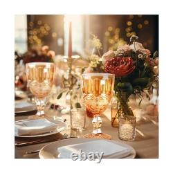 12 Pcs Vintage Wine Glasses, 10 Ounces Colored Glass Water Goblets, Unique Em