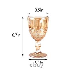 12 Pcs Vintage Wine Glasses, 10 Ounces Colored Glass Water Goblets, Unique Em