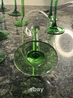 12 Piece Set Vintage Luminarc Emerald Green Stem Wine Glasses Stemware