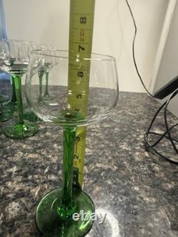 12 Piece Set Vintage Luminarc Emerald Green Stem Wine Glasses Stemware