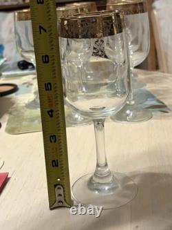 (12) Vintage. 7 Wine Glass In Real Gold And Etching. One Of A Kind