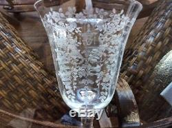 12 Vintage Crystal Wine Glasses Etched & 4 Champagne BEAUTIFUL