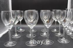 12 Vintage Crystal Wine Goblets withTwisted Air-Bubble Stems by Cristal d'Arques