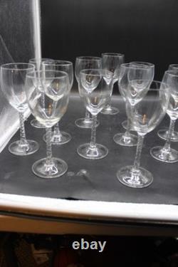 12 Vintage Crystal Wine Goblets withTwisted Air-Bubble Stems by Cristal d'Arques