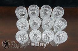 12 Vintage Cut Crystal Tudor Champagne Flutes Stemware Wine Glass Set England