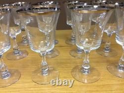 12 Vintage Fostoria 6 3/4 Wine Stemmed Glasses with a Silver Rim Excellent