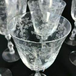 12 Vintage Fostoria Navarre Etched Lg Claret Wine Glasses Elegant Glass 6-1/2