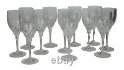 12 Vintage Gorham Cut Crystal Diamond Stemware Wine Water Goblets Glasses 7.5