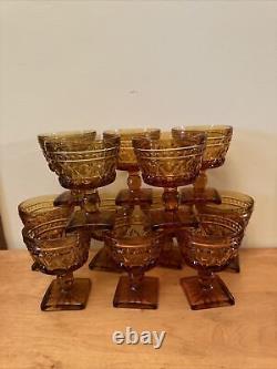 12 Vintage Indiana Colony PARK LANE Amber 4 1/2 Wine Glasses/Stems