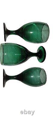 12 Vintage Libbey Juniper Green Gold Trim 7 Glasses Wine Gobbler V054/V056