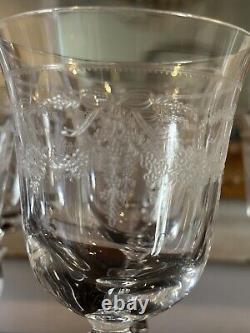 12 Vintage Stemmed Wine Glasses Etched with Bow & Roses Zippered Storage Box