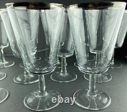 12 Vintage Stemware Platinum Rimmed Champagne Wine Glasses Goblets