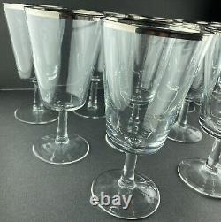 12 Vintage Stemware Platinum Rimmed Champagne Wine Glasses Goblets