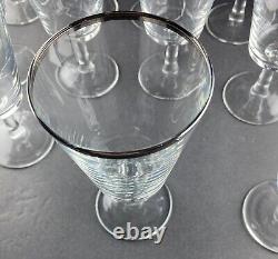 12 Vintage Stemware Platinum Rimmed Champagne Wine Glasses Goblets