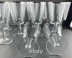 12 Vintage Stemware Platinum Rimmed Champagne Wine Glasses Goblets
