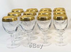 12 Vintage Tiffin Westchester 6 7/8 Water Water/wine Glass Gold Encrusted