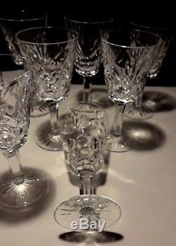 12 Vintage Waterford Crystal Ashling White Wine Glasses 5 1/2 Ireland