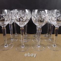 12 Waterford Kerry Crystal Wine Hock Goblets Glasses Signed Vintage 7-3/8 Tall