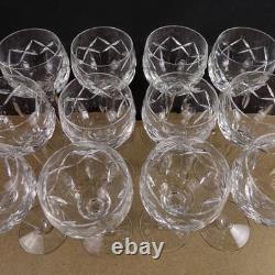 12 Waterford Kerry Crystal Wine Hock Goblets Glasses Signed Vintage 7-3/8 Tall