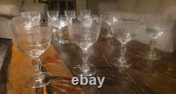 12-piece vintage French etched glass stemware set (superb condition)