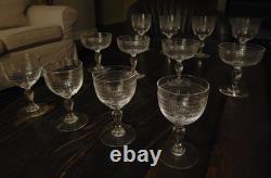 12-piece vintage French etched glass stemware set (superb condition)