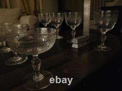 12-piece vintage French etched glass stemware set (superb condition)