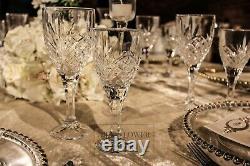 12 x Wine Glasses Crystal Cut Glass Style Luxury Bar Vintage High End glassware
