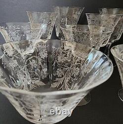 14 pcs. Vintage FOSTORIA HEATHER Crystal Elegant Glassware Etched Crafted in USA