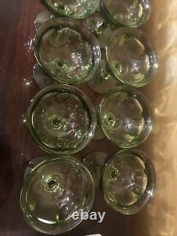(15 Total) 7 Crystal Fostoria Wine Glasses & 8 Desert Glasses Jamestown Green