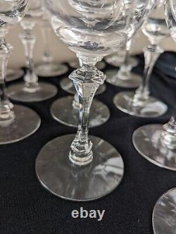 15 VTG Tiffin-Franciscan Caresse Crystal Water Wine Glasses Mid-Century 1950s