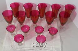 16 Ruby Red Holiday Glasses Clear Ball Wafer Vintage Wine Water Liquor Free Ship