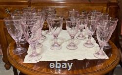16 VTG Noritake Pink Sweet Swirl 8 Stemmed Water Goblets & 8 Wine Glasses Japan