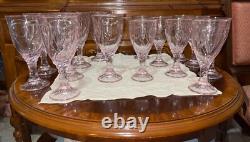 16 VTG Noritake Pink Sweet Swirl 8 Stemmed Water Goblets & 8 Wine Glasses Japan