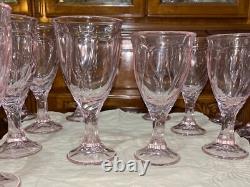 16 VTG Noritake Pink Sweet Swirl 8 Stemmed Water Goblets & 8 Wine Glasses Japan