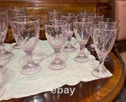 16 VTG Noritake Pink Sweet Swirl 8 Stemmed Water Goblets & 8 Wine Glasses Japan