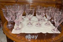 16 VTG Noritake Pink Sweet Swirl 8 Stemmed Water Goblets & 8 Wine Glasses Japan