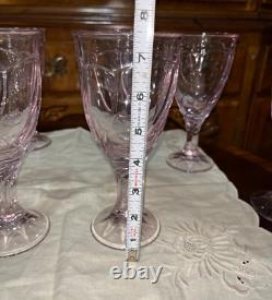 16 VTG Noritake Pink Sweet Swirl 8 Stemmed Water Goblets & 8 Wine Glasses Japan