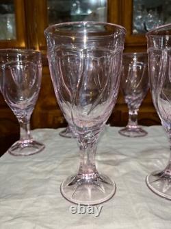 16 VTG Noritake Pink Sweet Swirl 8 Stemmed Water Goblets & 8 Wine Glasses Japan