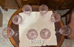 16 VTG Noritake Pink Sweet Swirl 8 Stemmed Water Goblets & 8 Wine Glasses Japan