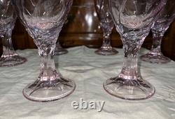 16 VTG Noritake Pink Sweet Swirl 8 Stemmed Water Goblets & 8 Wine Glasses Japan