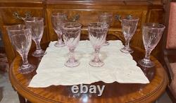 16 VTG Noritake Pink Sweet Swirl 8 Stemmed Water Goblets & 8 Wine Glasses Japan