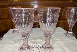 16 VTG Noritake Pink Sweet Swirl 8 Stemmed Water Goblets & 8 Wine Glasses Japan